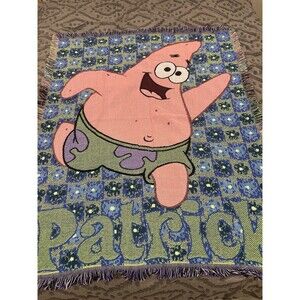 Vintage The Northwest Company Patrick Throw Blanket Tapestry Woven Sponge Bob